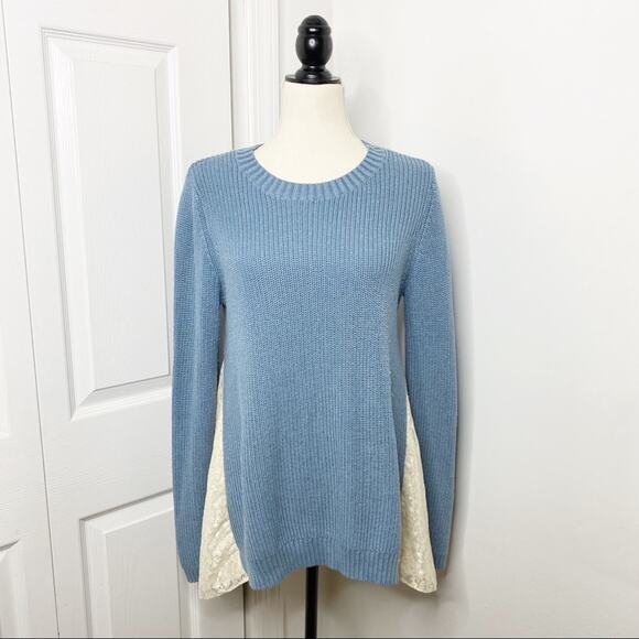 LOGO by Lori Goldstein Sweaters - LOGO Lori Goldstein Mixed Media Blue Sweater